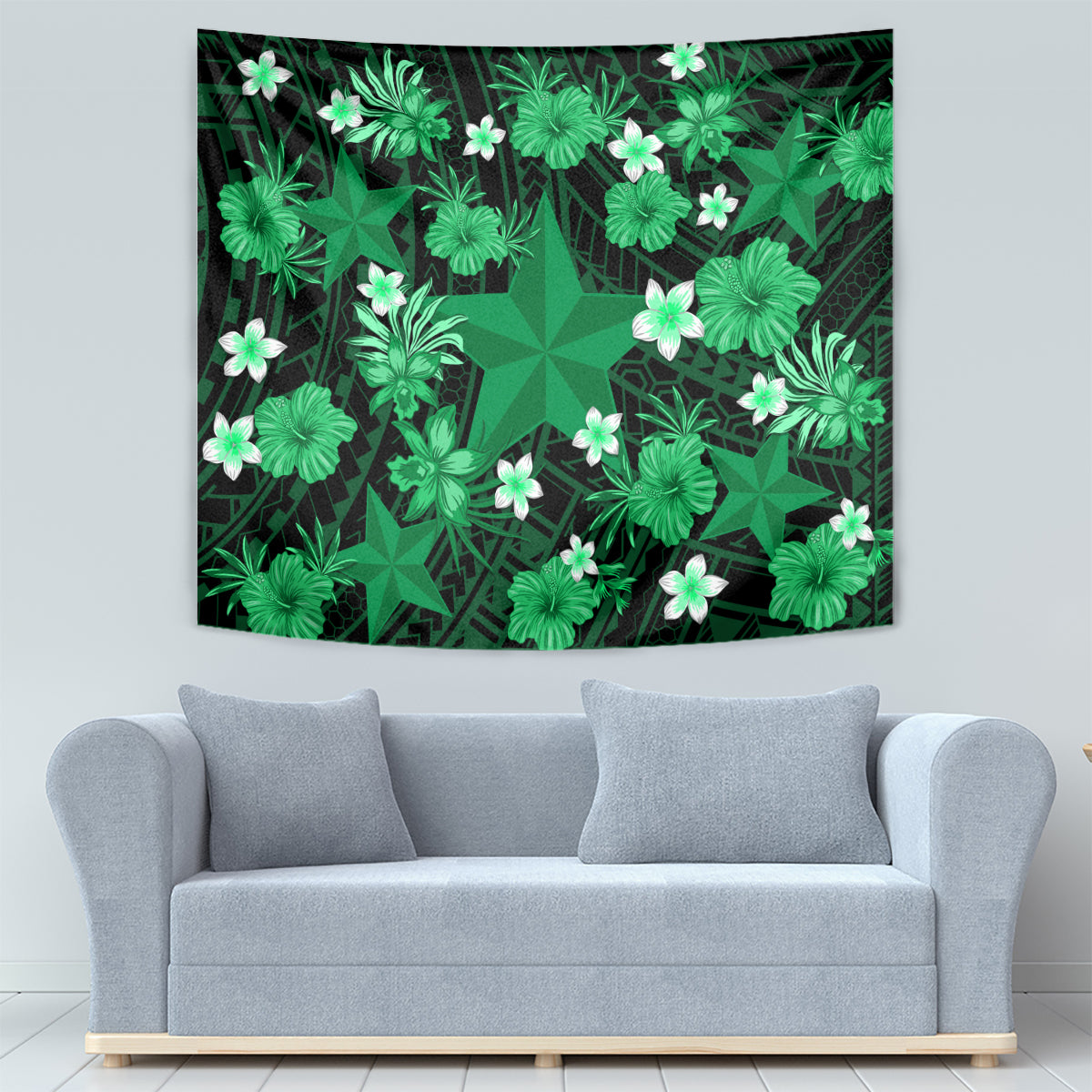 Australian Stars Cricket Tapestry Baeuty Pacific Hibiscus and Polynesian Pattern - Vibe Hoodie Shop