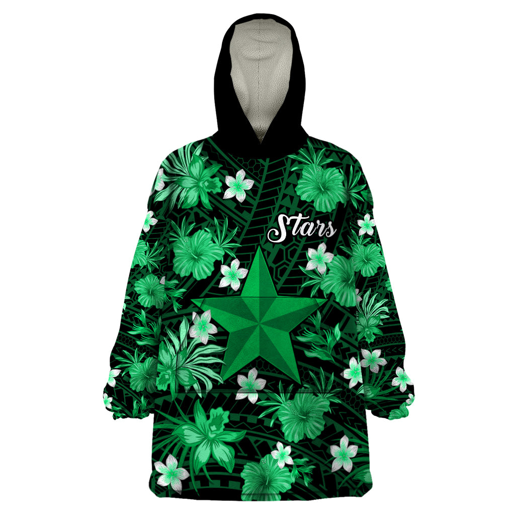 Australian Stars Cricket Wearable Blanket Hoodie Baeuty Pacific Hibiscus and Polynesian Pattern - Vibe Hoodie Shop