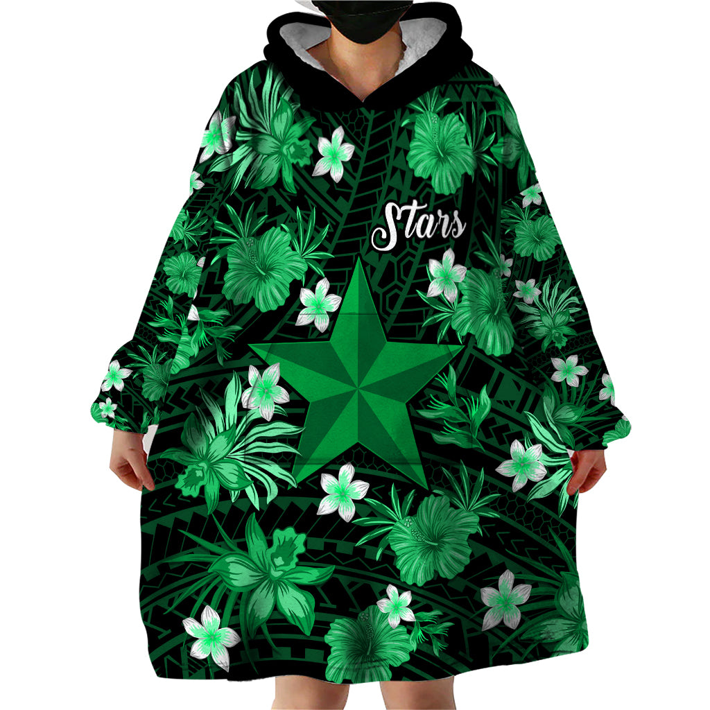 Australian Stars Cricket Wearable Blanket Hoodie Baeuty Pacific Hibiscus and Polynesian Pattern - Vibe Hoodie Shop