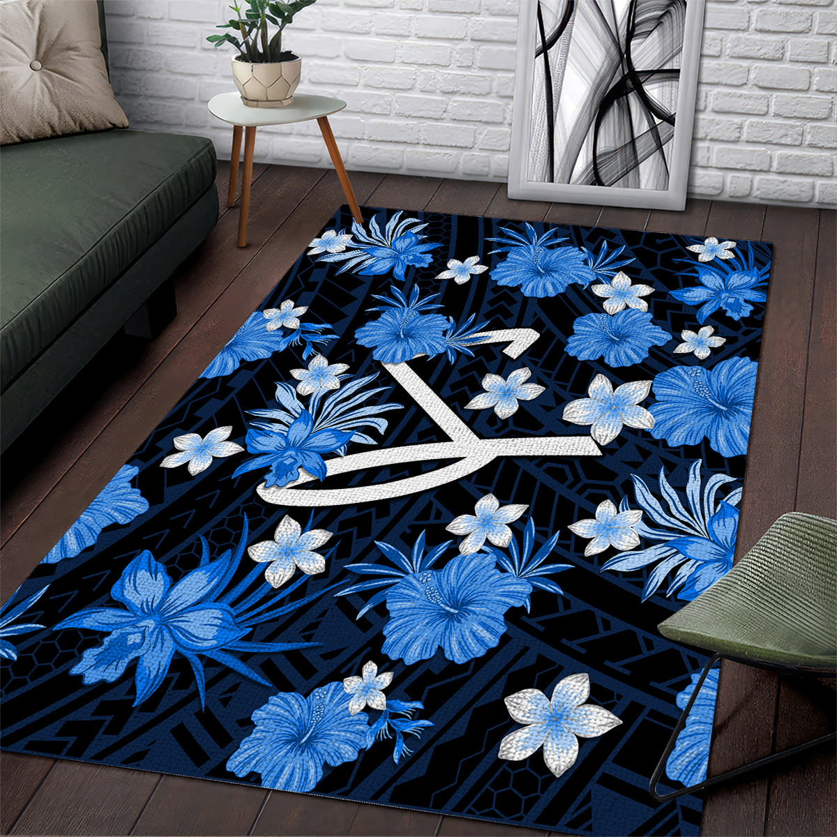 Australian Strikers Cricket Area Rug Baeuty Pacific Hibiscus and Polynesian Pattern - Vibe Hoodie Shop