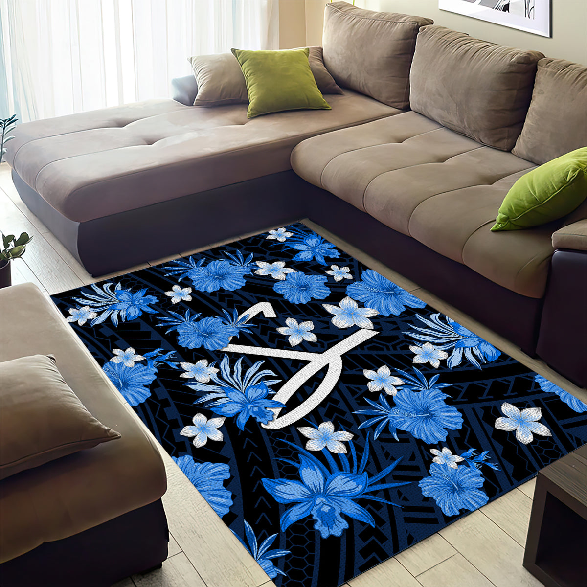 Australian Strikers Cricket Area Rug Baeuty Pacific Hibiscus and Polynesian Pattern - Vibe Hoodie Shop