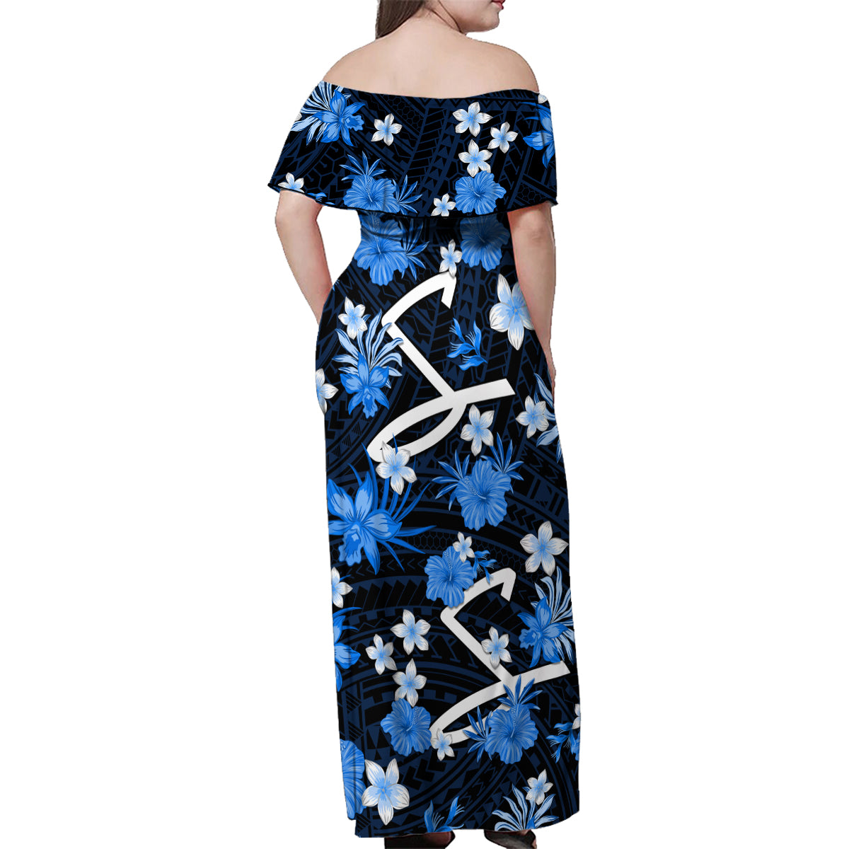 australian-strikers-cricket-family-matching-off-shoulder-maxi-dress-and-hawaiian-shirt-baeuty-pacific-hibiscus-and-polynesian-pattern