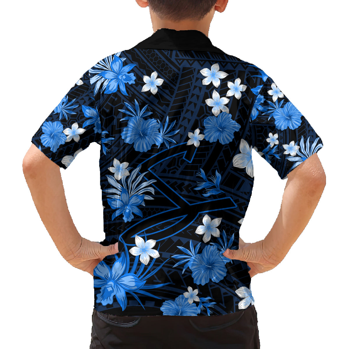 australian-strikers-cricket-family-matching-off-shoulder-short-dress-and-hawaiian-shirt-baeuty-pacific-hibiscus-and-polynesian-pattern