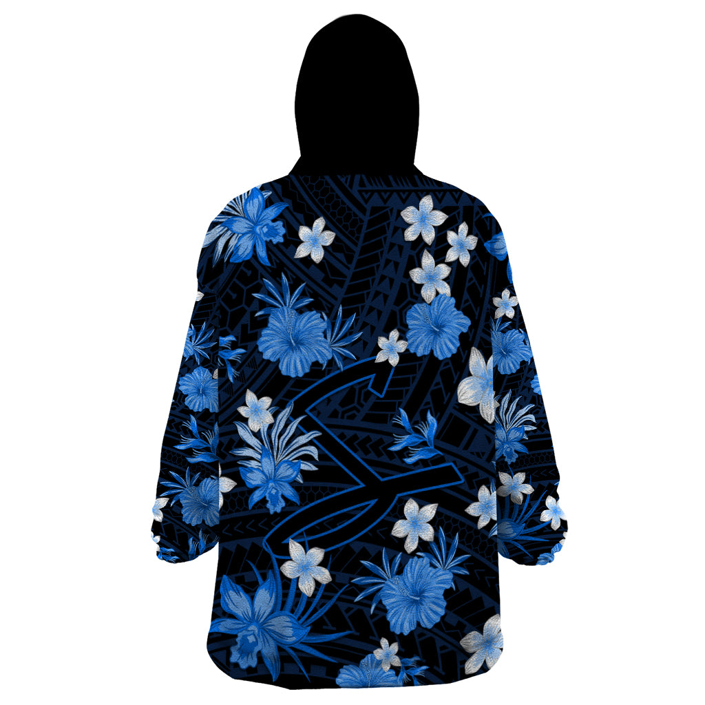 Australian Strikers Cricket Wearable Blanket Hoodie Baeuty Pacific Hibiscus and Polynesian Pattern - Vibe Hoodie Shop