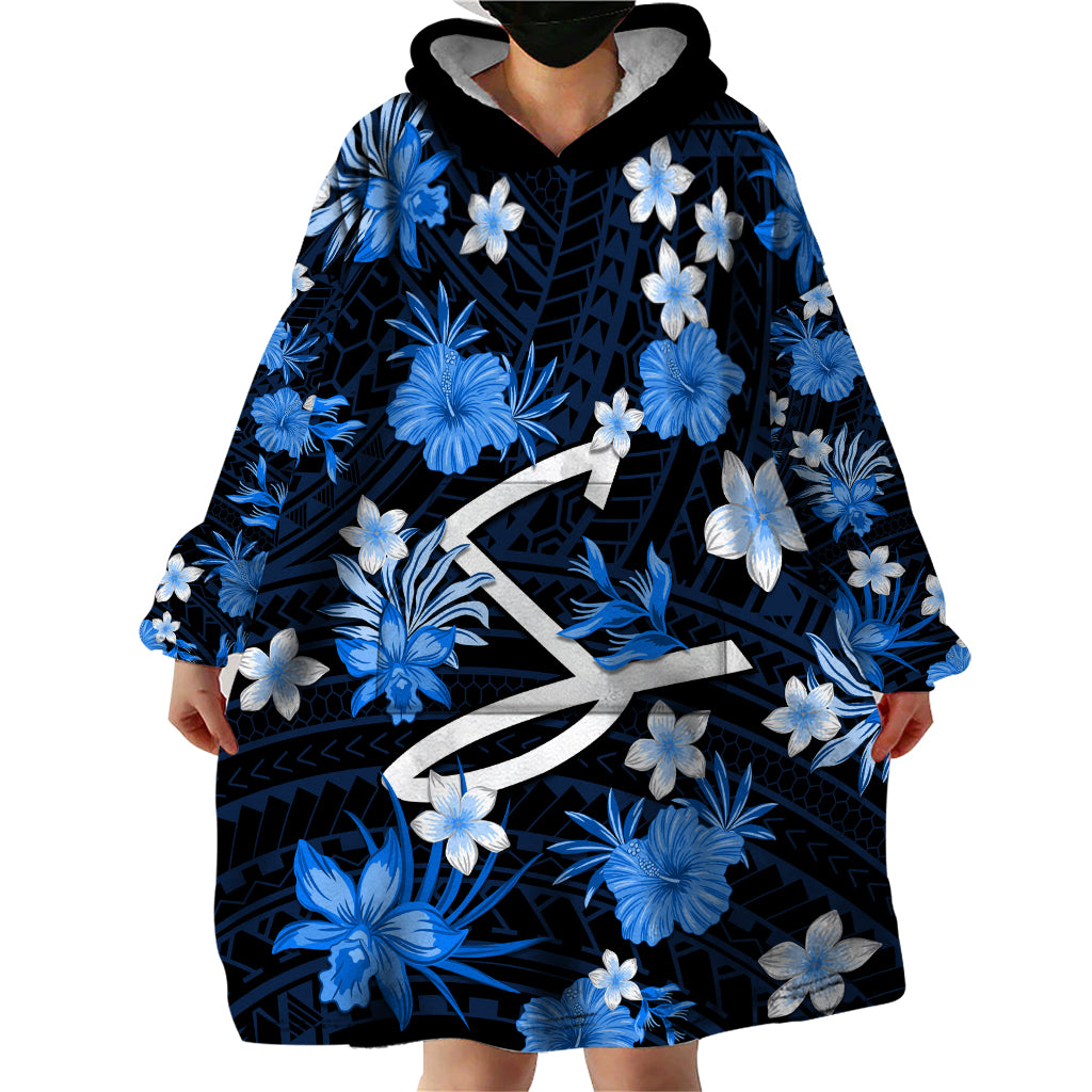 Australian Strikers Cricket Wearable Blanket Hoodie Baeuty Pacific Hibiscus and Polynesian Pattern - Vibe Hoodie Shop