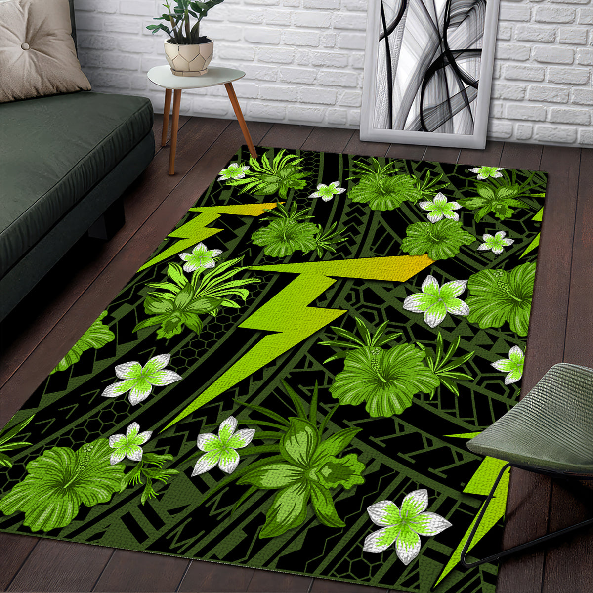 Australian Thunder Cricket Area Rug Baeuty Pacific Hibiscus and Polynesian Pattern - Vibe Hoodie Shop