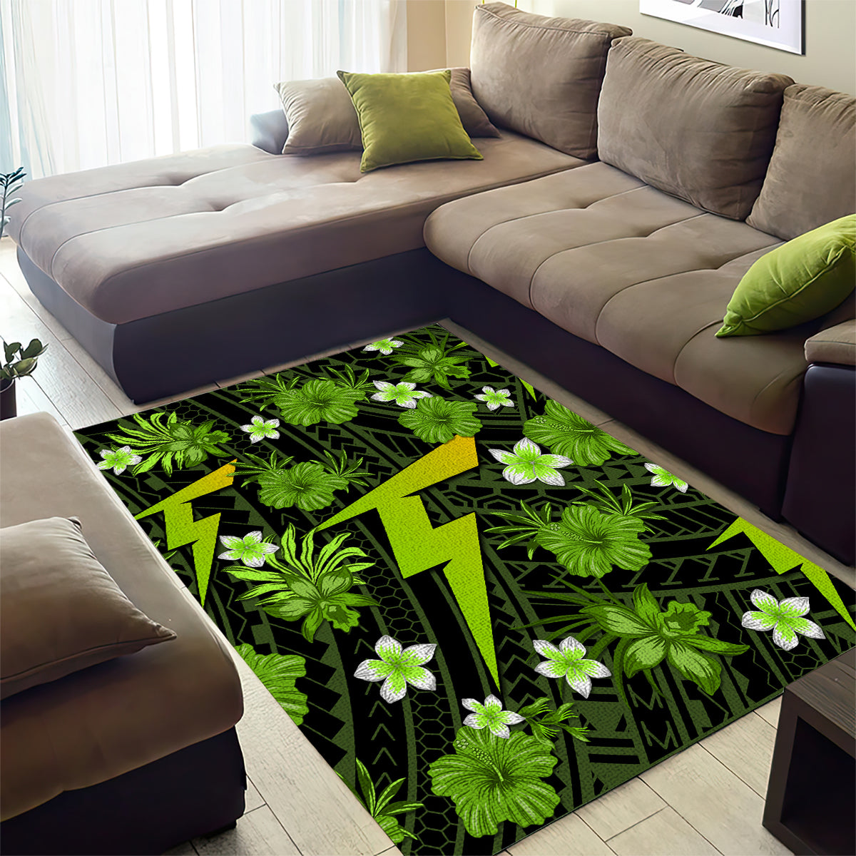 Australian Thunder Cricket Area Rug Baeuty Pacific Hibiscus and Polynesian Pattern - Vibe Hoodie Shop