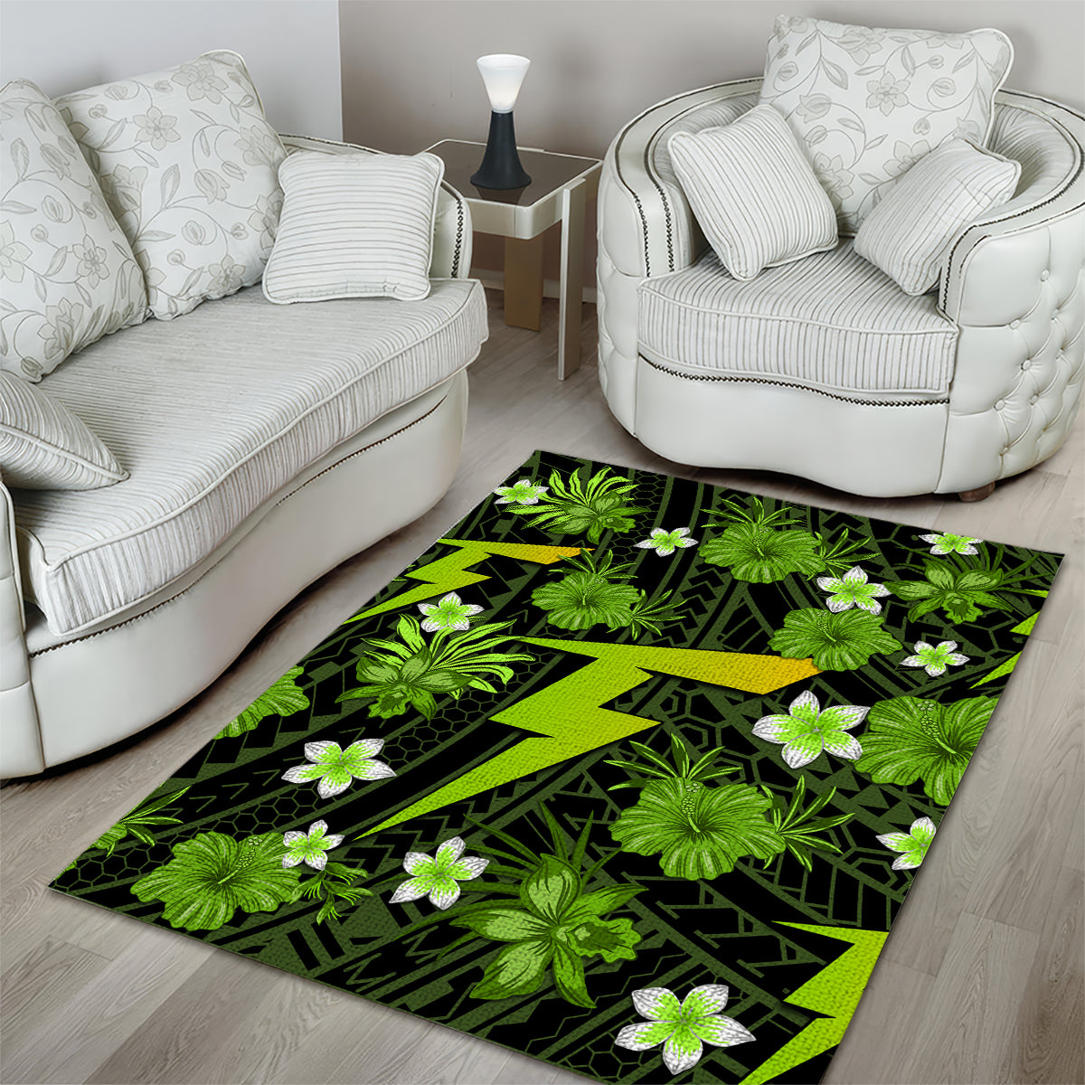 Australian Thunder Cricket Area Rug Baeuty Pacific Hibiscus and Polynesian Pattern - Vibe Hoodie Shop