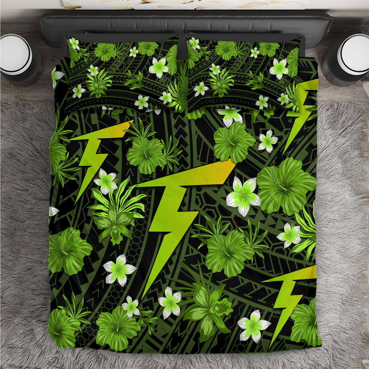 Australian Thunder Cricket Bedding Set Baeuty Pacific Hibiscus and Polynesian Pattern - Vibe Hoodie Shop