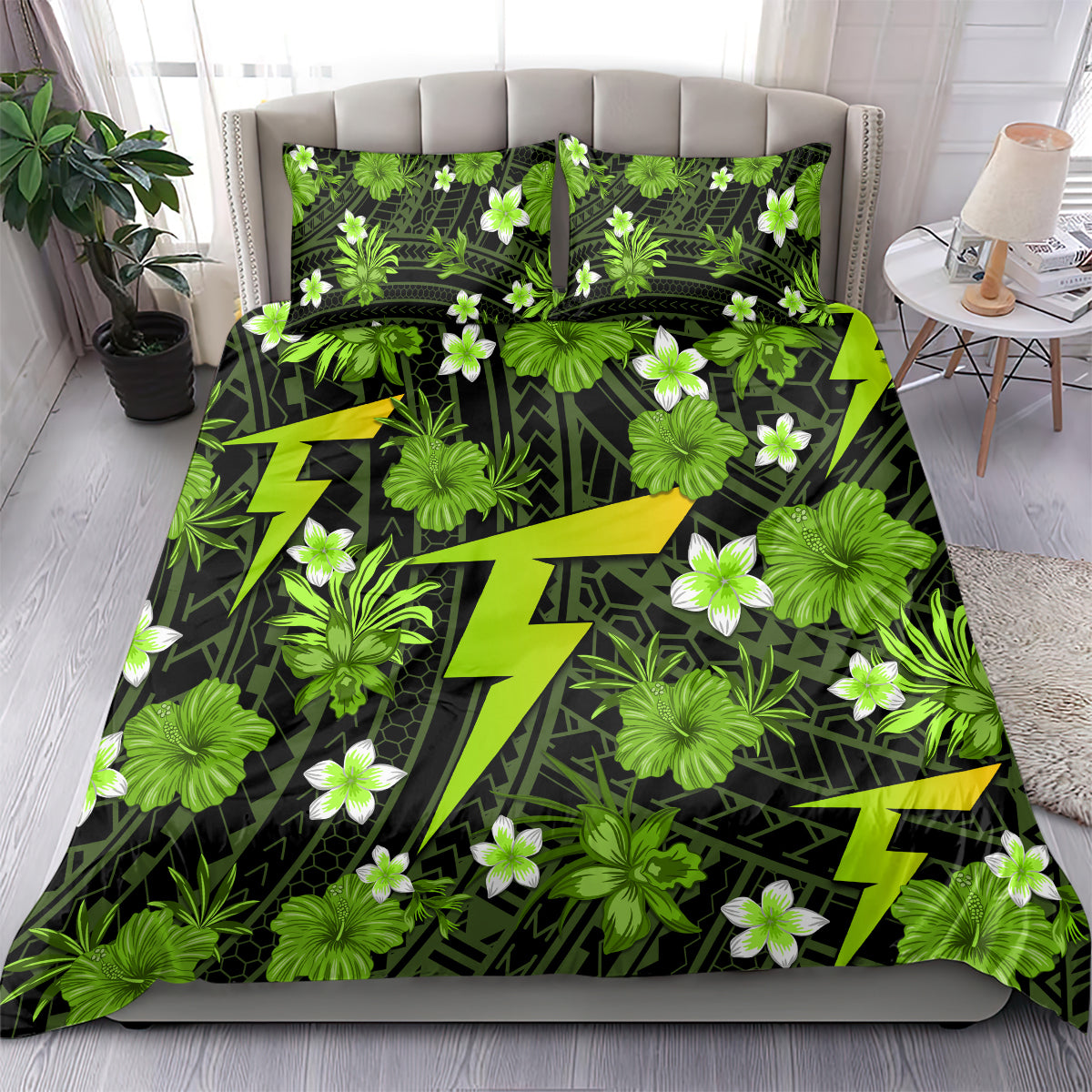Australian Thunder Cricket Bedding Set Baeuty Pacific Hibiscus and Polynesian Pattern - Vibe Hoodie Shop
