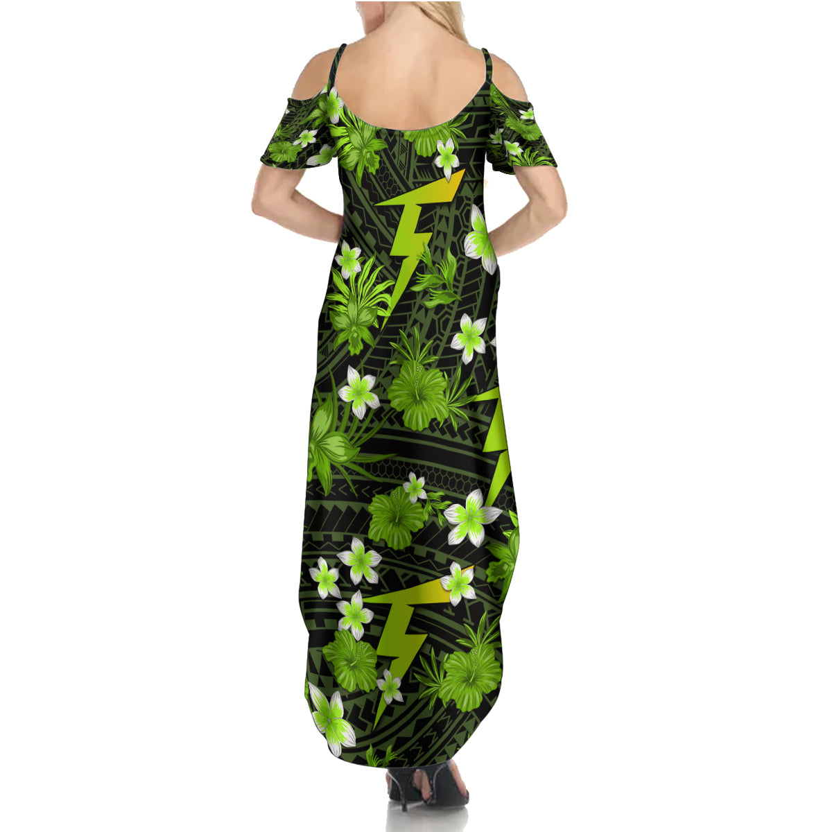 australian-thunder-cricket-family-matching-summer-maxi-dress-and-hawaiian-shirt-baeuty-pacific-hibiscus-and-polynesian-pattern