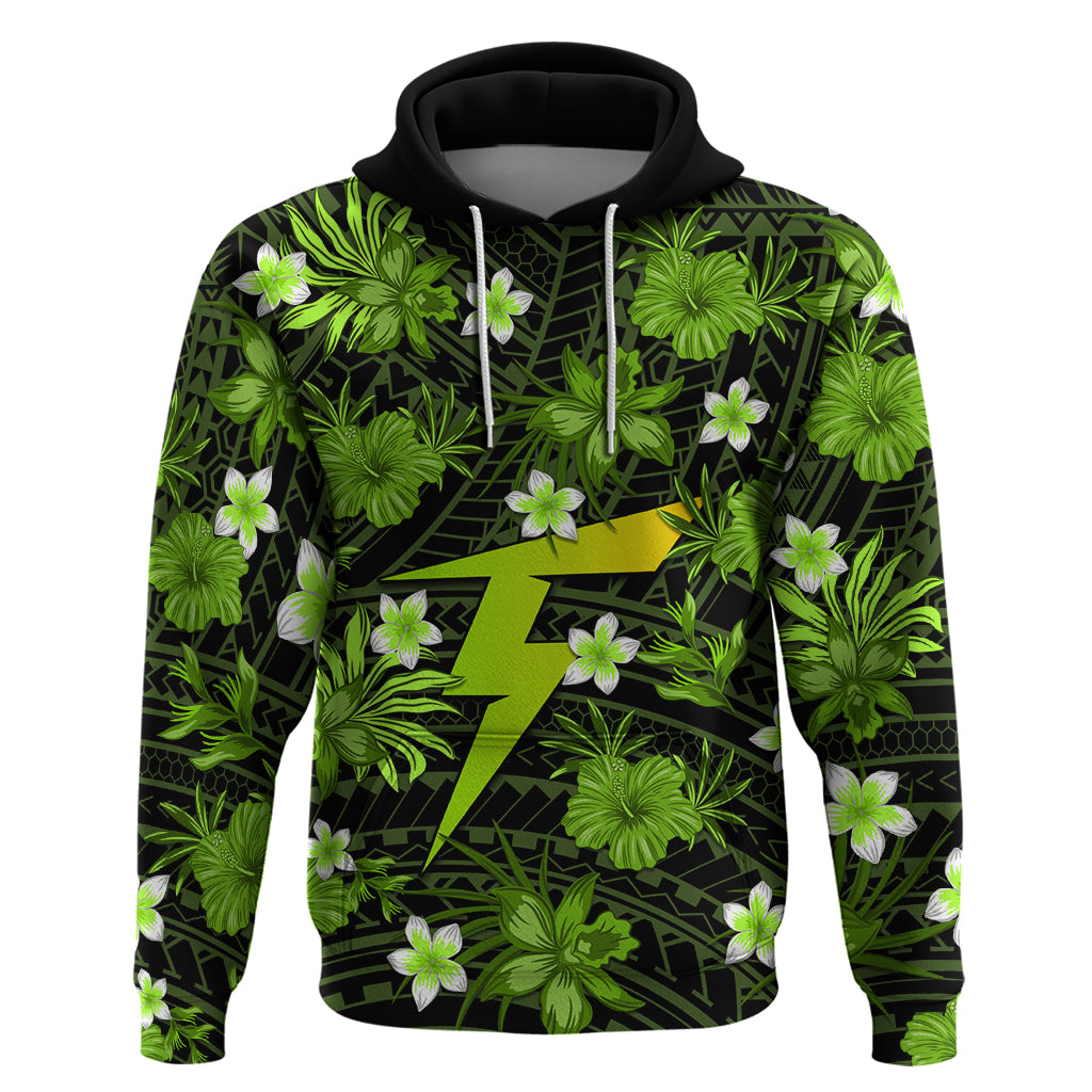 Australian Thunder Cricket Hoodie Baeuty Pacific Hibiscus and Polynesian Pattern LT9 - Vibe Hoodie Shop