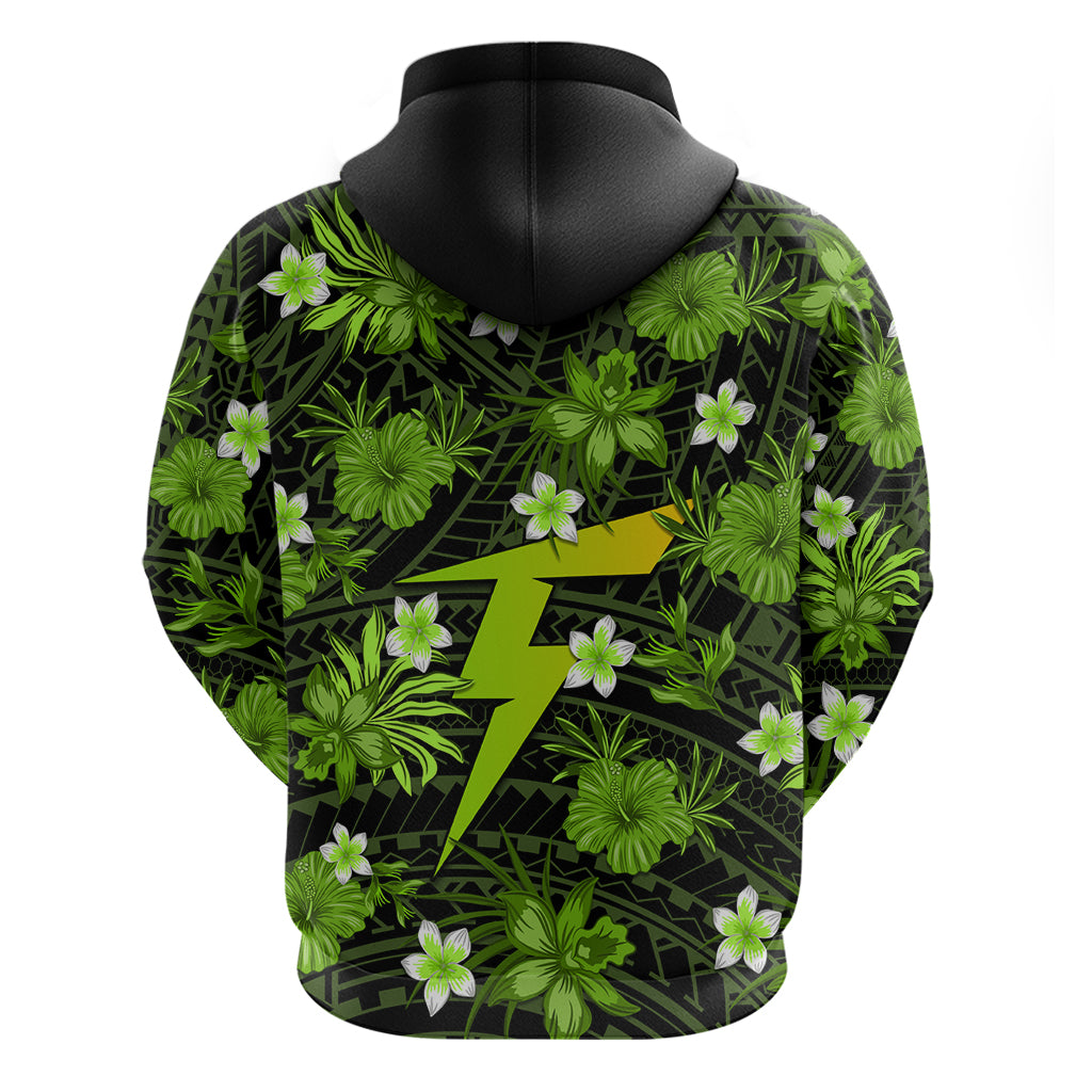 Australian Thunder Cricket Hoodie Baeuty Pacific Hibiscus and Polynesian Pattern LT9 - Vibe Hoodie Shop
