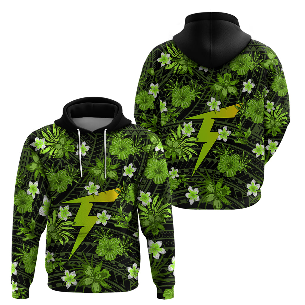 Australian Thunder Cricket Hoodie Baeuty Pacific Hibiscus and Polynesian Pattern LT9 - Vibe Hoodie Shop