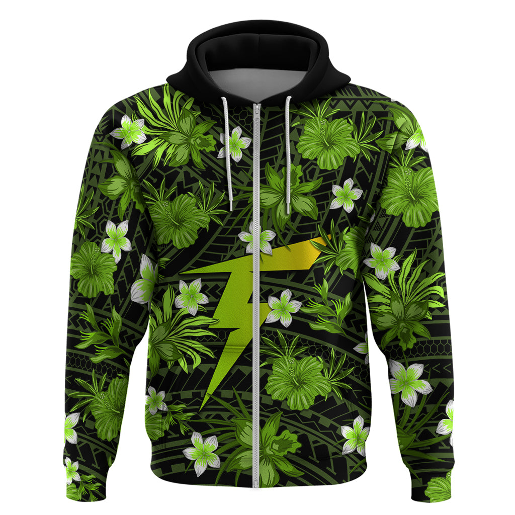 Australian Thunder Cricket Hoodie Baeuty Pacific Hibiscus and Polynesian Pattern LT9 - Vibe Hoodie Shop