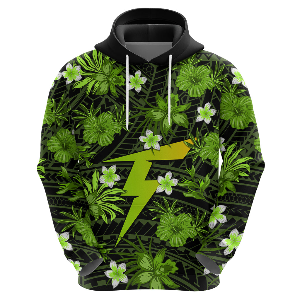 Australian Thunder Cricket Hoodie Baeuty Pacific Hibiscus and Polynesian Pattern LT9 - Vibe Hoodie Shop
