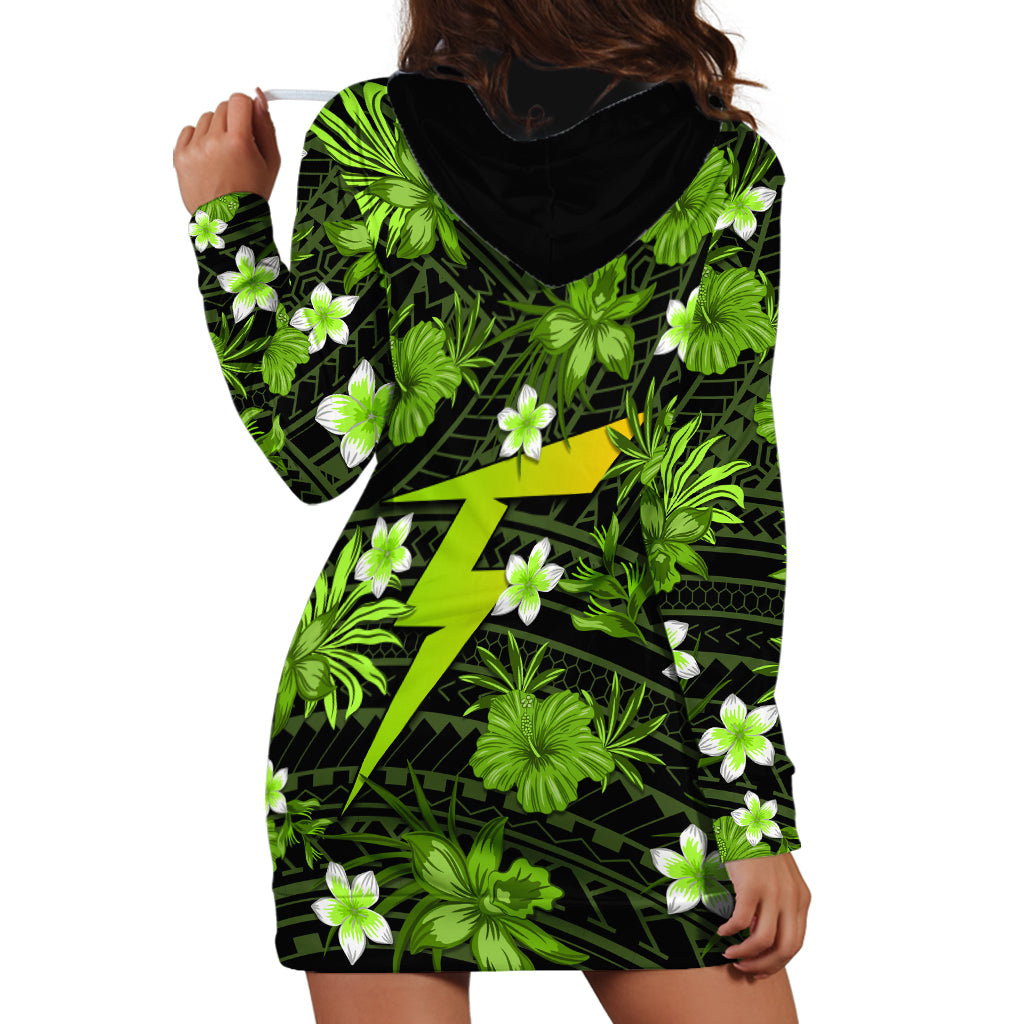 Australian Thunder Cricket Hoodie Dress Baeuty Pacific Hibiscus and Polynesian Pattern - Vibe Hoodie Shop