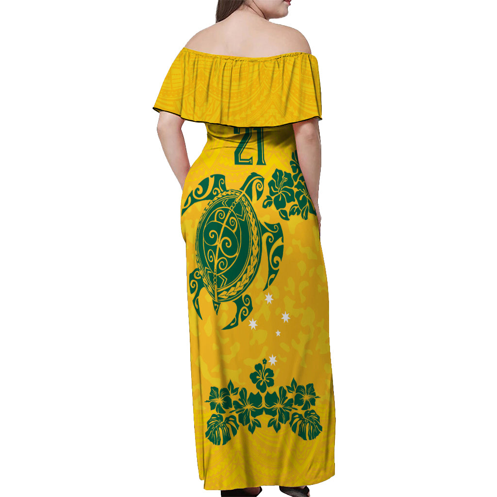 custom-australia-soccer-off-shoulder-maxi-dress-socceroos-hibiscus-and-turtle-with-polynesian-pattern