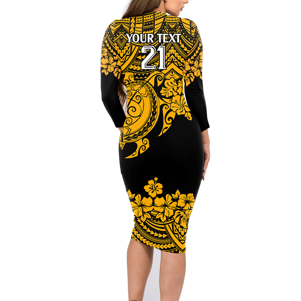 custom-australia-matildas-family-matching-long-sleeve-bodycon-dress-and-hawaiian-shirt-hibiscus-and-turtle-with-polynesian-pattern