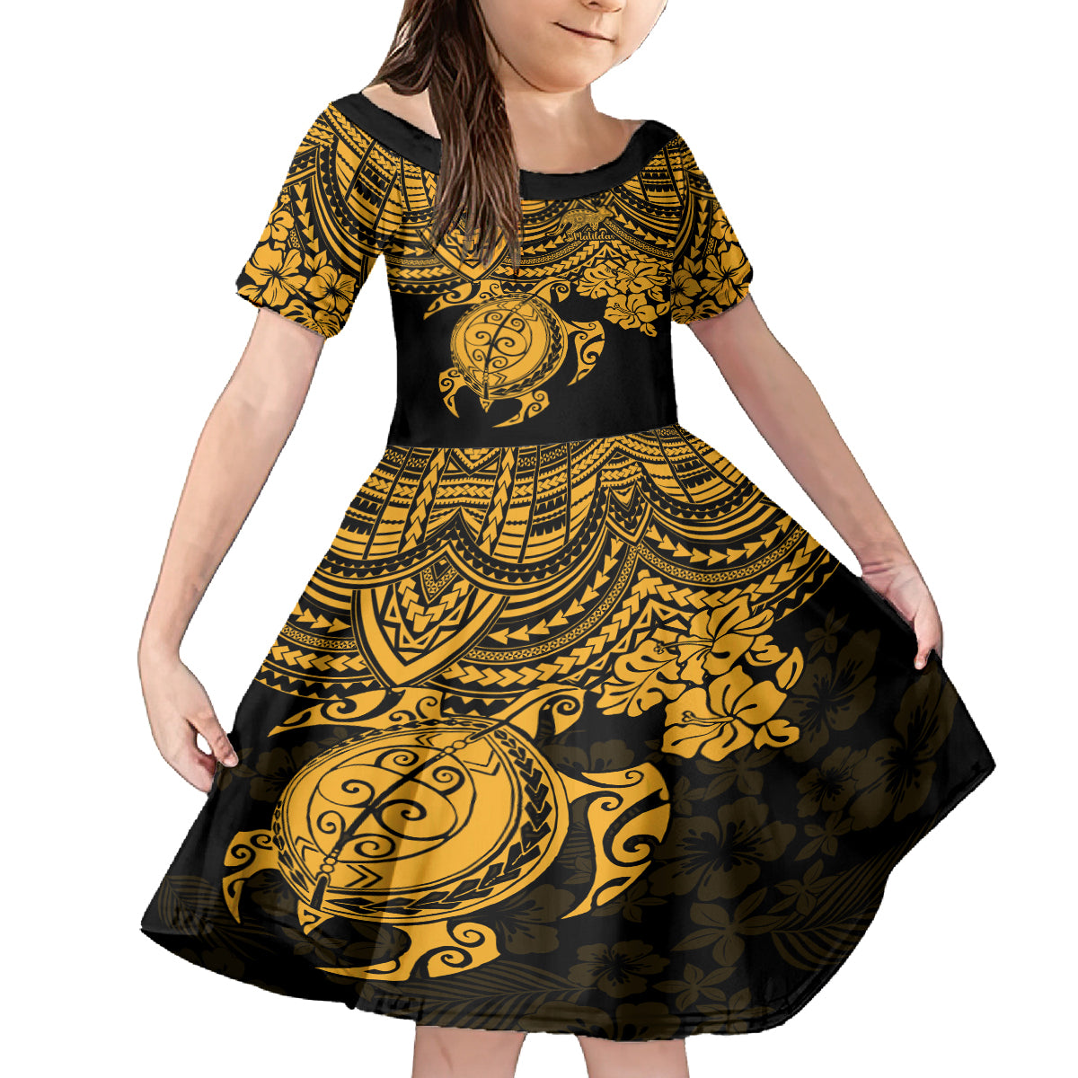 custom-australia-matildas-family-matching-off-shoulder-long-sleeve-dress-and-hawaiian-shirt-hibiscus-and-turtle-with-polynesian-pattern