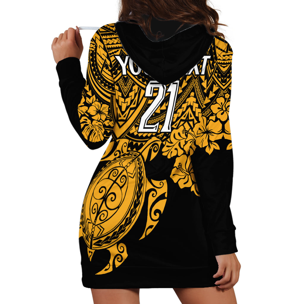 Custom Australia Matildas Hoodie Dress Hibiscus and Turtle With Polynesian Pattern - Vibe Hoodie Shop