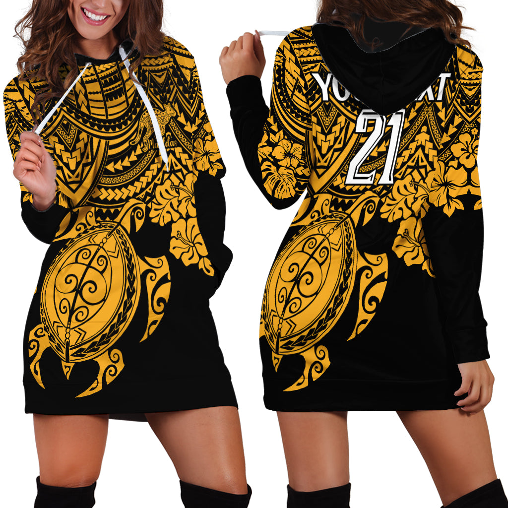 Custom Australia Matildas Hoodie Dress Hibiscus and Turtle With Polynesian Pattern - Vibe Hoodie Shop