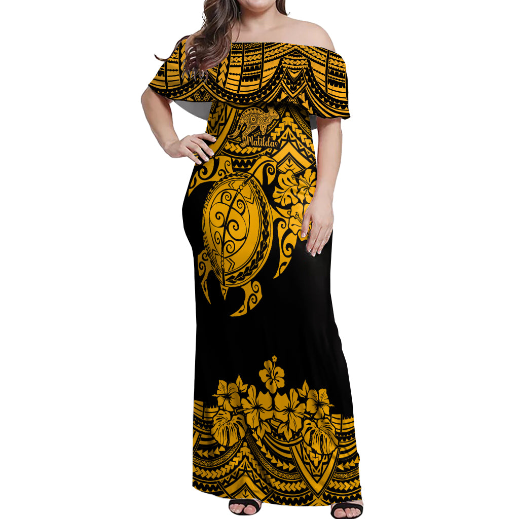 custom-australia-matildas-off-shoulder-maxi-dress-hibiscus-and-turtle-with-polynesian-pattern