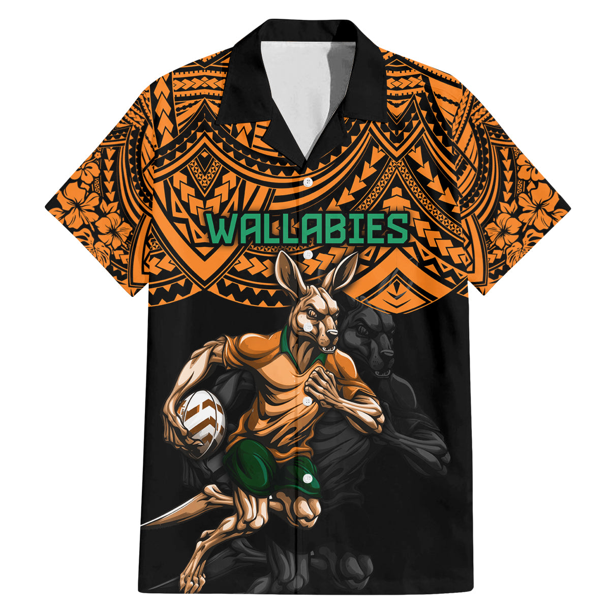 cusrom-australia-wallabies-rugby-family-matching-mermaid-dress-and-hawaiian-shirt-hibiscus-and-turtle-with-polynesian-pattern