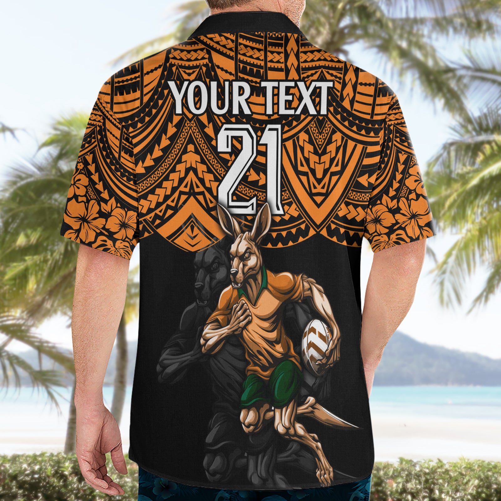 Cusrom Australia Wallabies Rugby Hawaiian Shirt Hibiscus and Turtle With Polynesian Pattern - Vibe Hoodie Shop