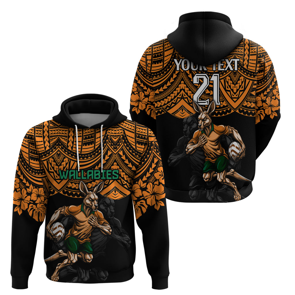 Cusrom Australia Wallabies Rugby Hoodie Hibiscus and Turtle With Polynesian Pattern LT9 - Vibe Hoodie Shop