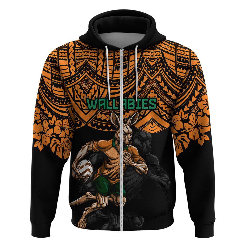 Cusrom Australia Wallabies Rugby Hoodie Hibiscus and Turtle With Polynesian Pattern LT9 - Vibe Hoodie Shop