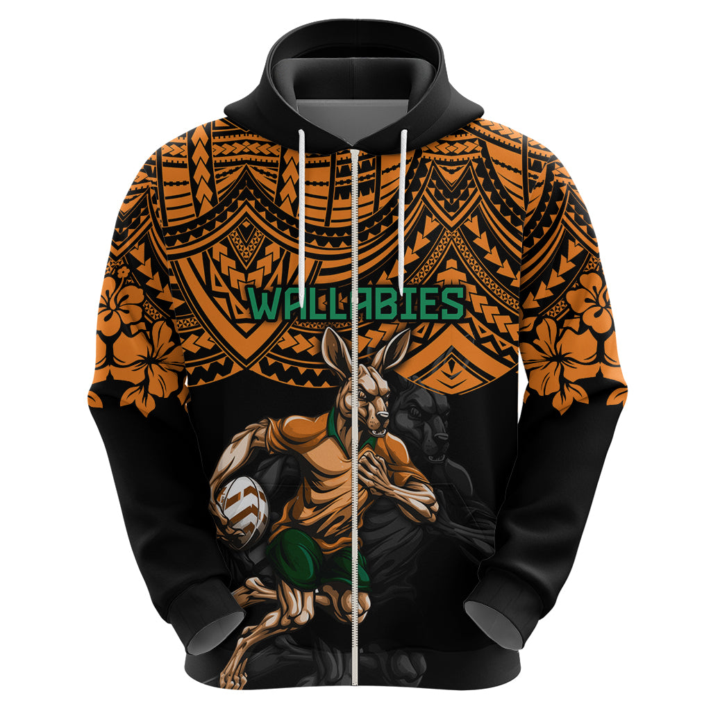 Cusrom Australia Wallabies Rugby Hoodie Hibiscus and Turtle With Polynesian Pattern LT9 - Vibe Hoodie Shop