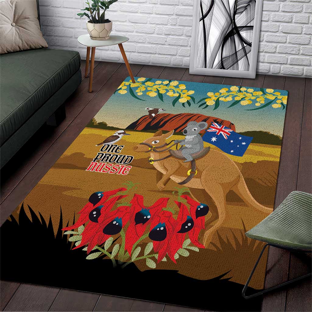 26 January One Proud Aussie Area Rug Kangaroo and Koala Happy Australia Day - Vibe Hoodie Shop