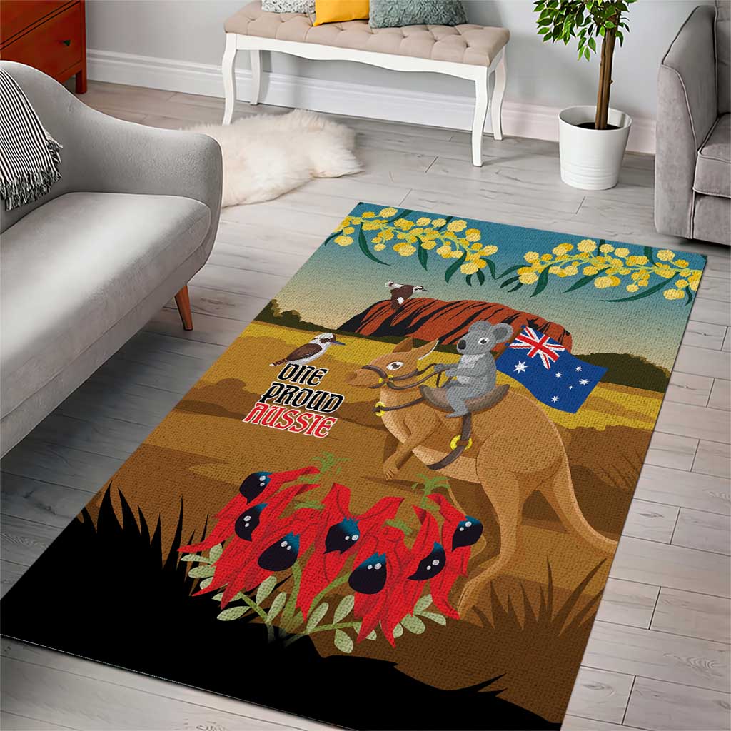 26 January One Proud Aussie Area Rug Kangaroo and Koala Happy Australia Day - Vibe Hoodie Shop