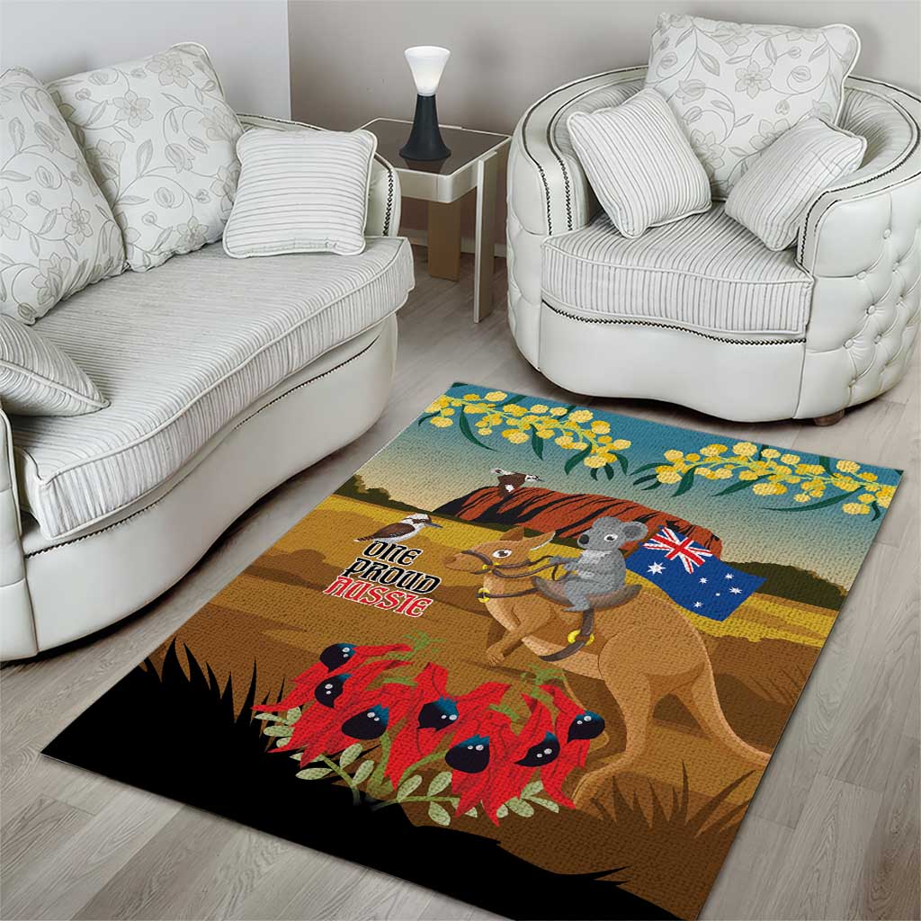 26 January One Proud Aussie Area Rug Kangaroo and Koala Happy Australia Day - Vibe Hoodie Shop