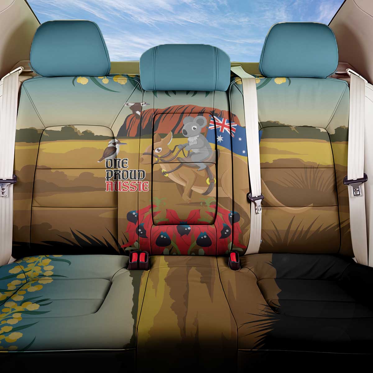 26 January One Proud Aussie Back Car Seat Cover Kangaroo and Koala Happy Australia Day