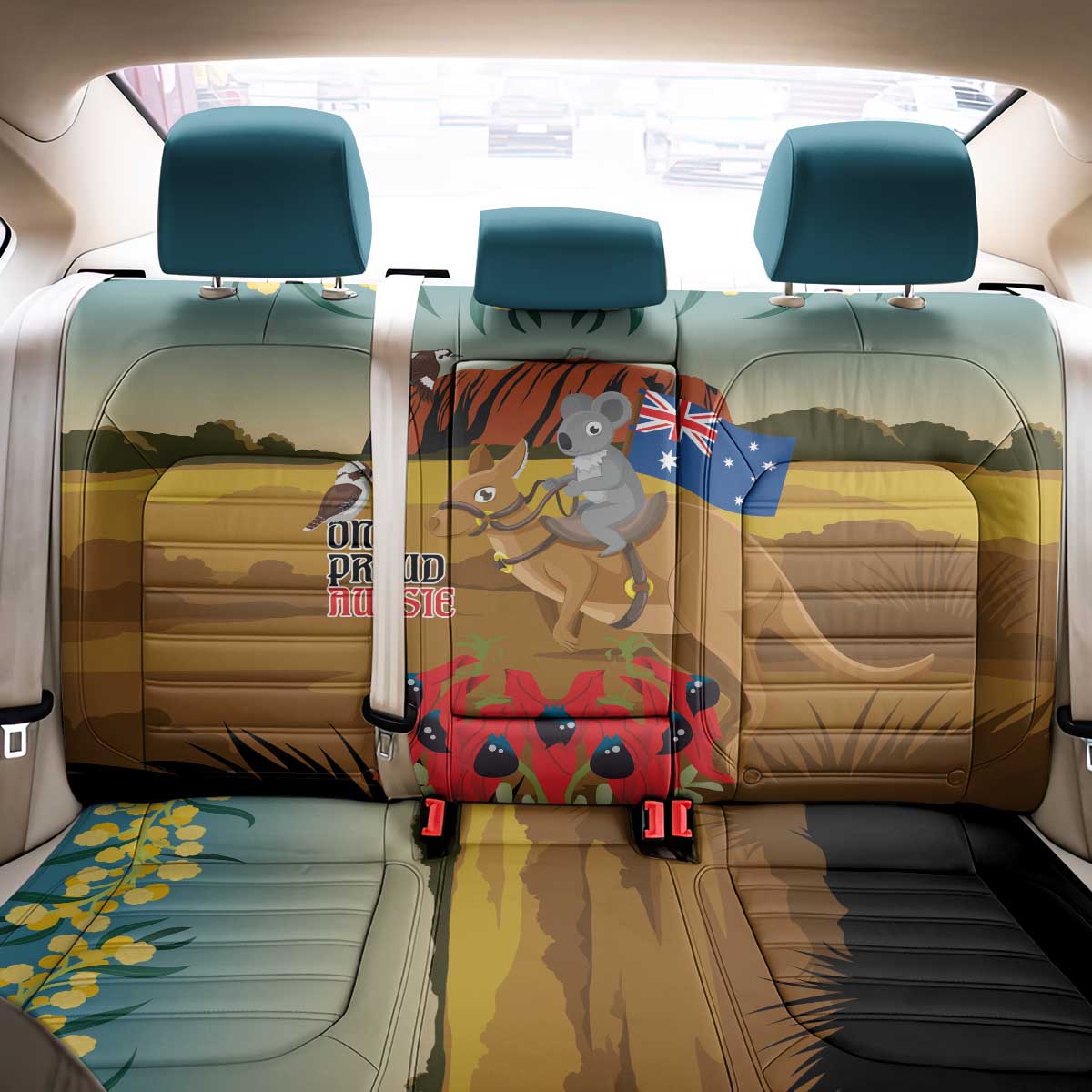 26 January One Proud Aussie Back Car Seat Cover Kangaroo and Koala Happy Australia Day