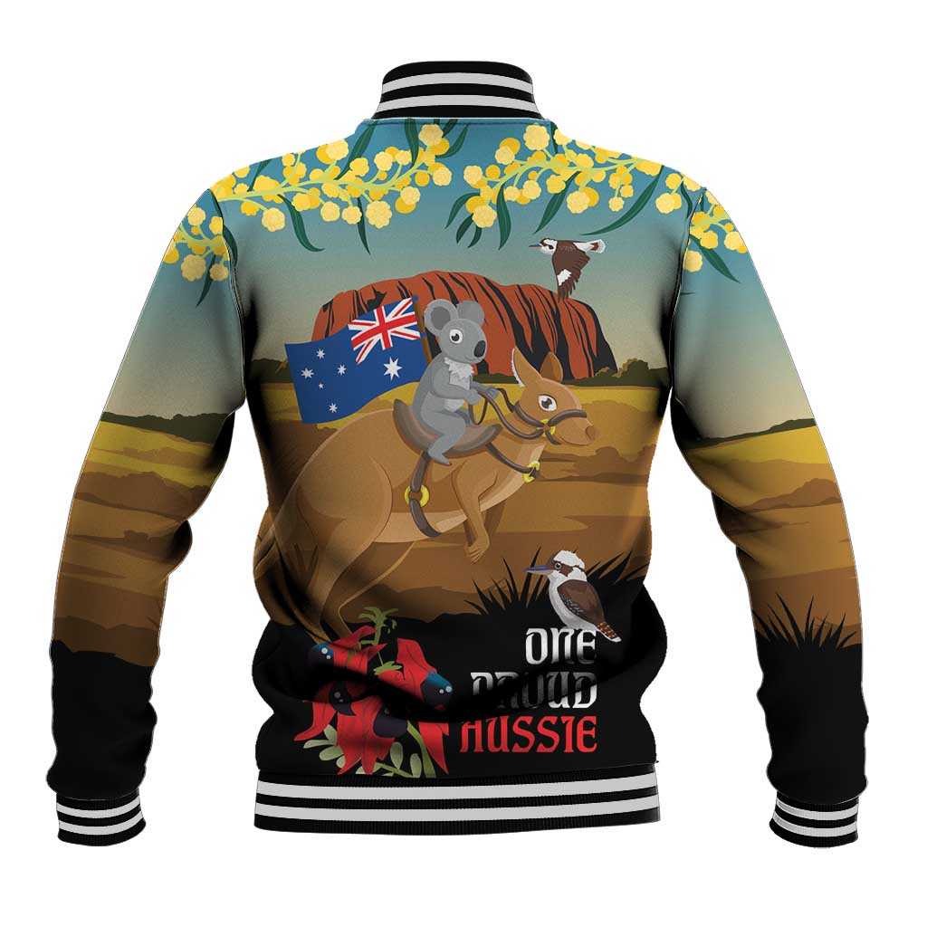 26 January One Proud Aussie Baseball Jacket Kangaroo and Koala Happy Australia Day - Vibe Hoodie Shop