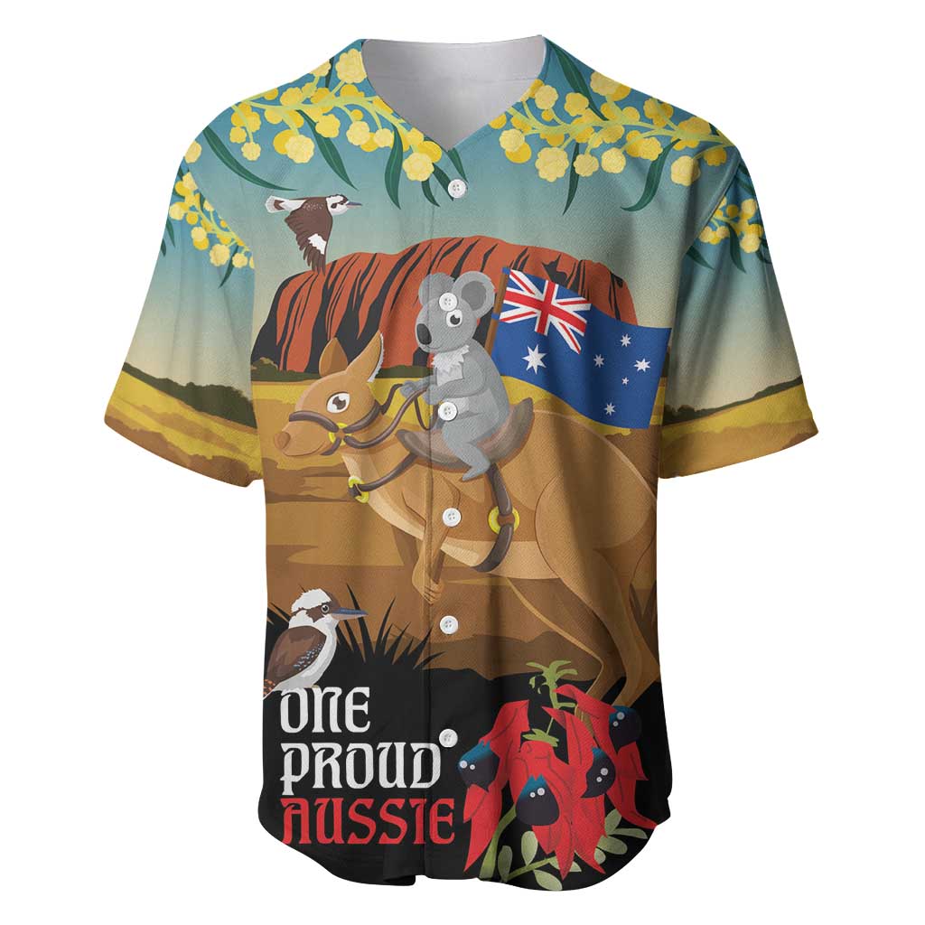 26 January One Proud Aussie Baseball Jersey Kangaroo and Koala Happy Australia Day - Vibe Hoodie Shop