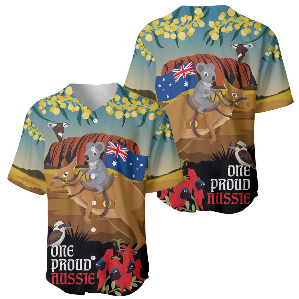 26 January One Proud Aussie Baseball Jersey Kangaroo and Koala Happy Australia Day - Vibe Hoodie Shop