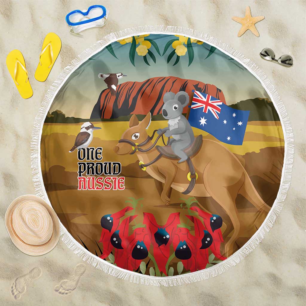 26 January One Proud Aussie Beach Blanket Kangaroo and Koala Happy Australia Day