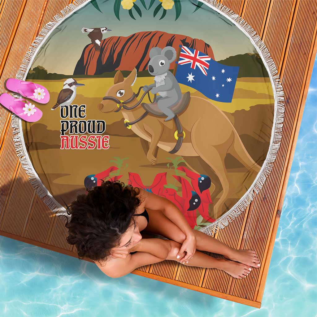 26 January One Proud Aussie Beach Blanket Kangaroo and Koala Happy Australia Day