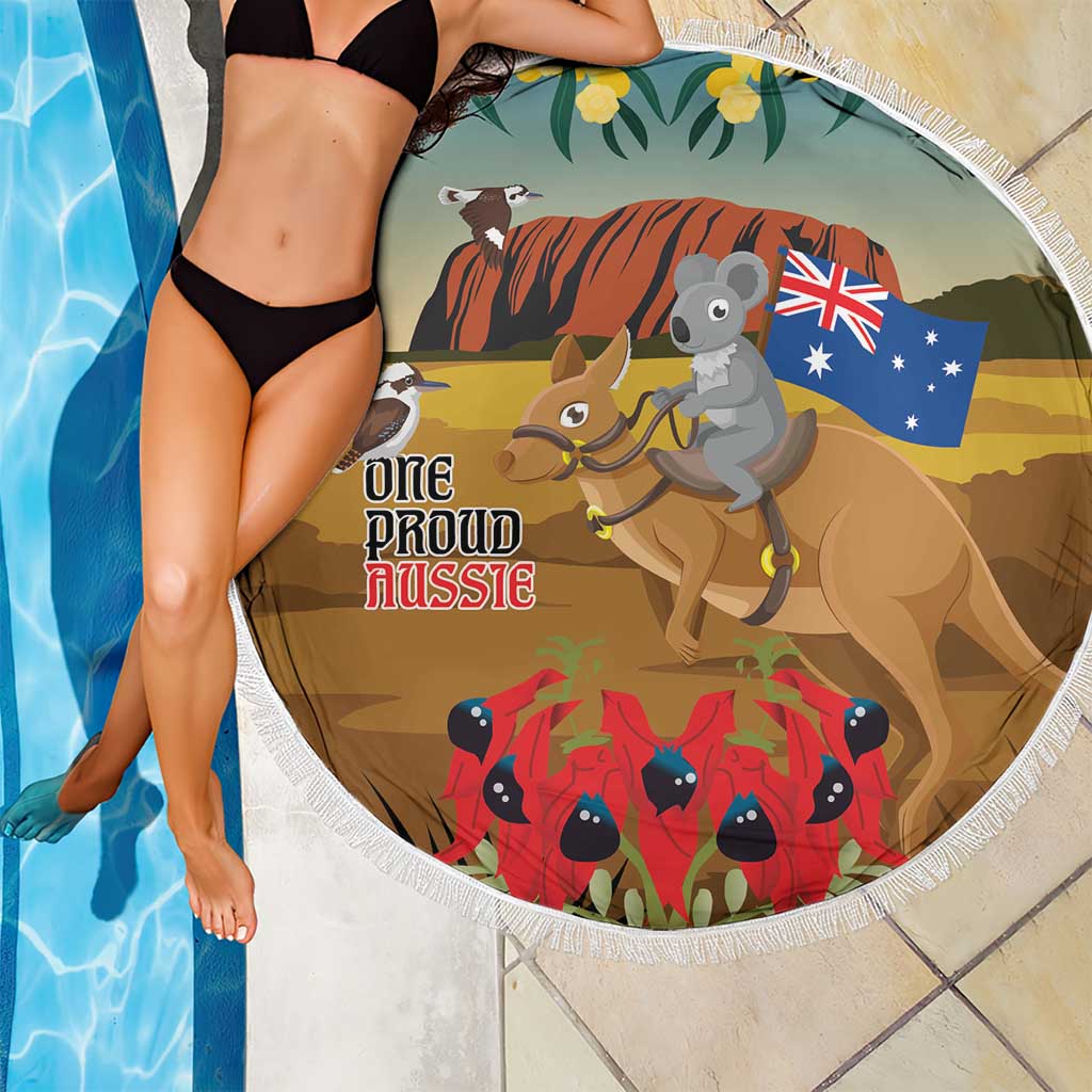 26 January One Proud Aussie Beach Blanket Kangaroo and Koala Happy Australia Day