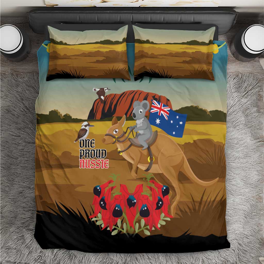 26 January One Proud Aussie Bedding Set Kangaroo and Koala Happy Australia Day - Vibe Hoodie Shop