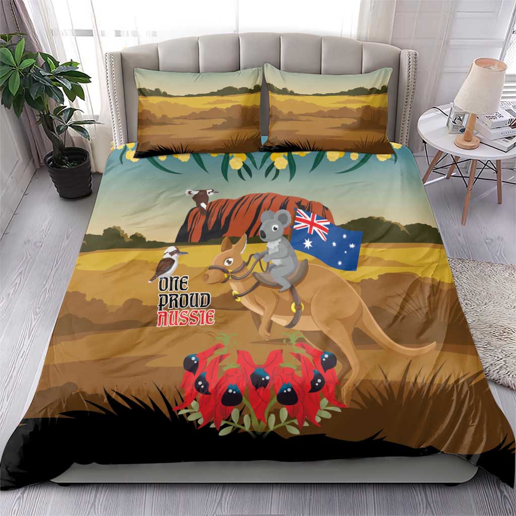 26 January One Proud Aussie Bedding Set Kangaroo and Koala Happy Australia Day - Vibe Hoodie Shop