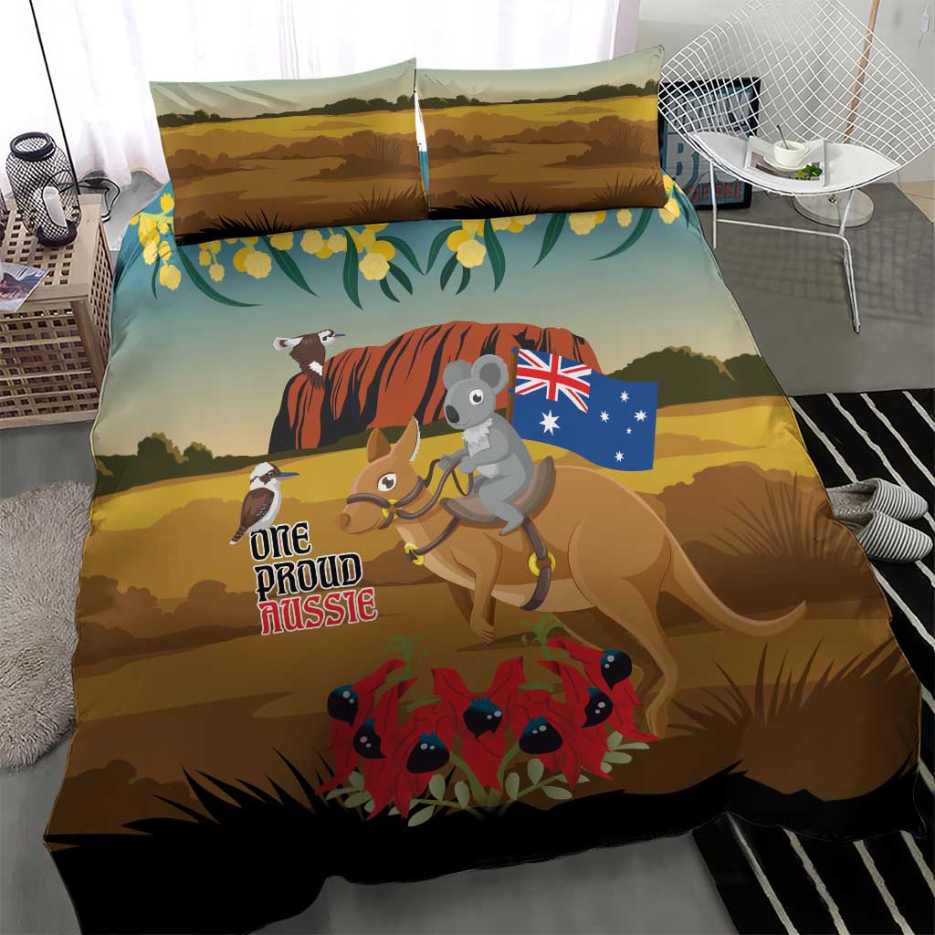 26 January One Proud Aussie Bedding Set Kangaroo and Koala Happy Australia Day - Vibe Hoodie Shop