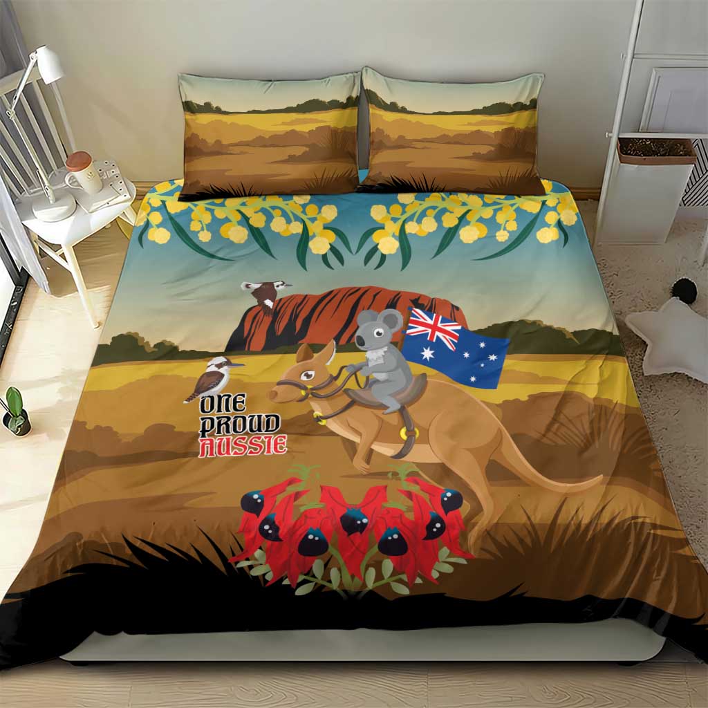 26 January One Proud Aussie Bedding Set Kangaroo and Koala Happy Australia Day - Vibe Hoodie Shop