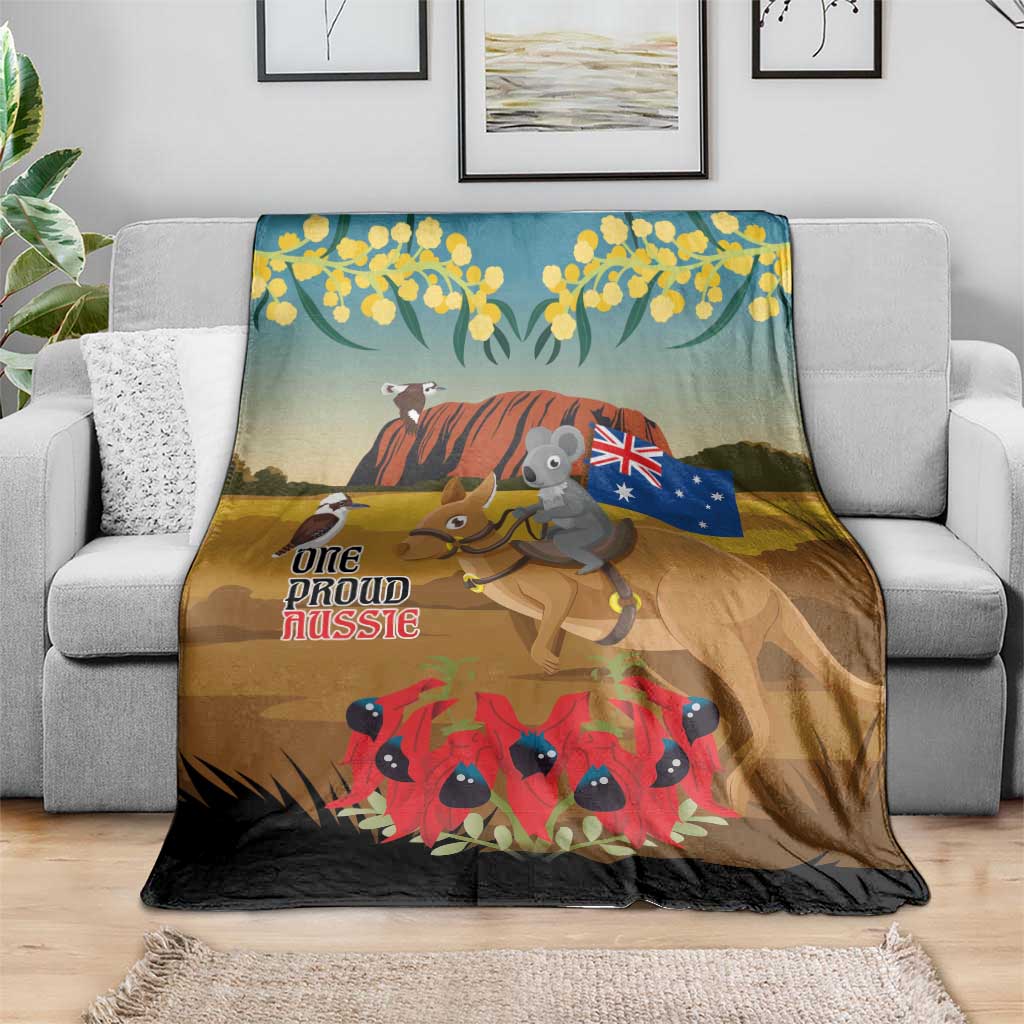 26 January One Proud Aussie Blanket Kangaroo and Koala Happy Australia Day - Vibe Hoodie Shop