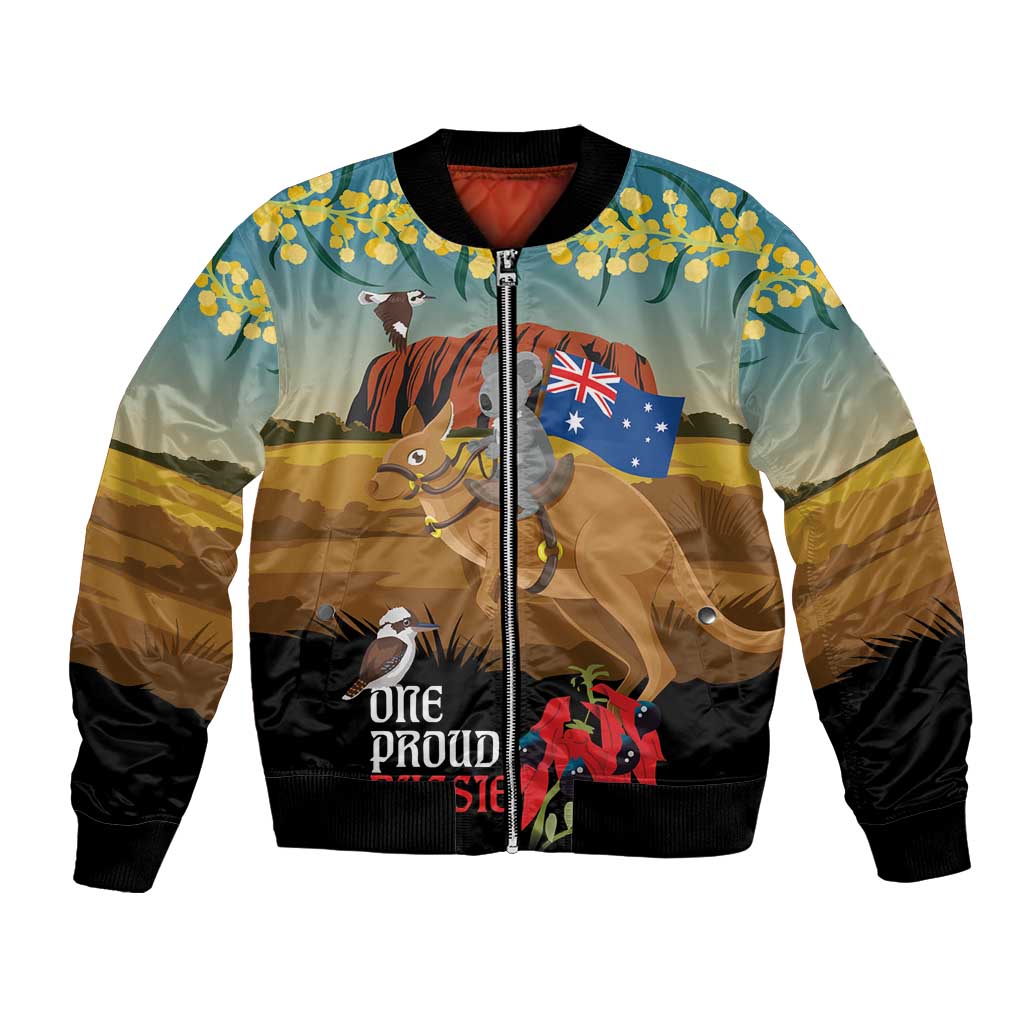 26 January One Proud Aussie Bomber Jacket Kangaroo and Koala Happy Australia Day - Vibe Hoodie Shop