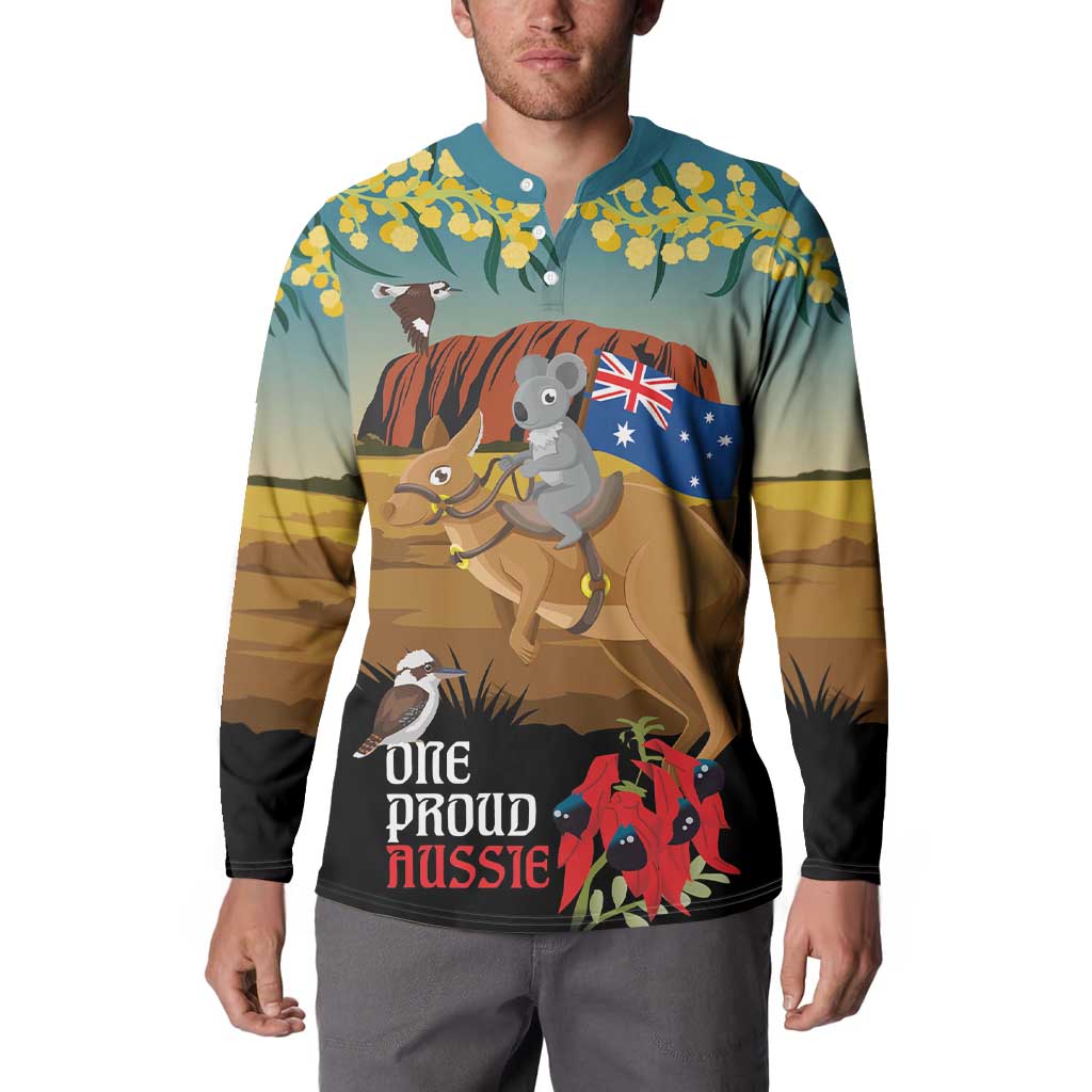 26 January One Proud Aussie Button Sweatshirt Kangaroo and Koala Happy Australia Day